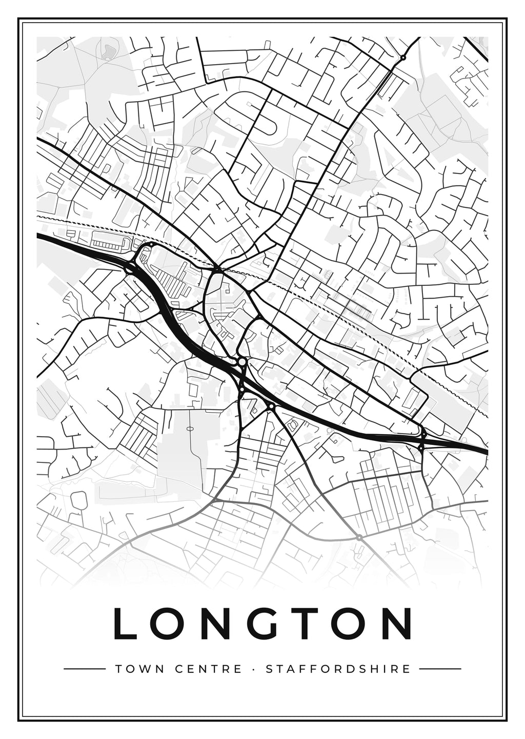 Street map poster of Longton town centre, Staffordshire