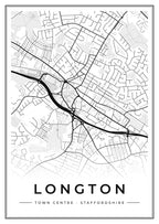 Street map poster of Longton town centre, Staffordshire