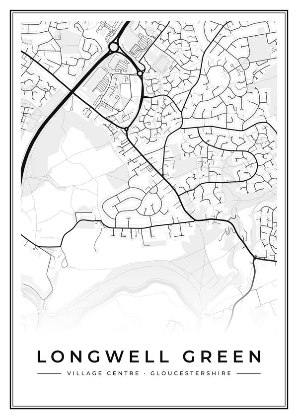 Longwell Green Village Centre Street Map Poster