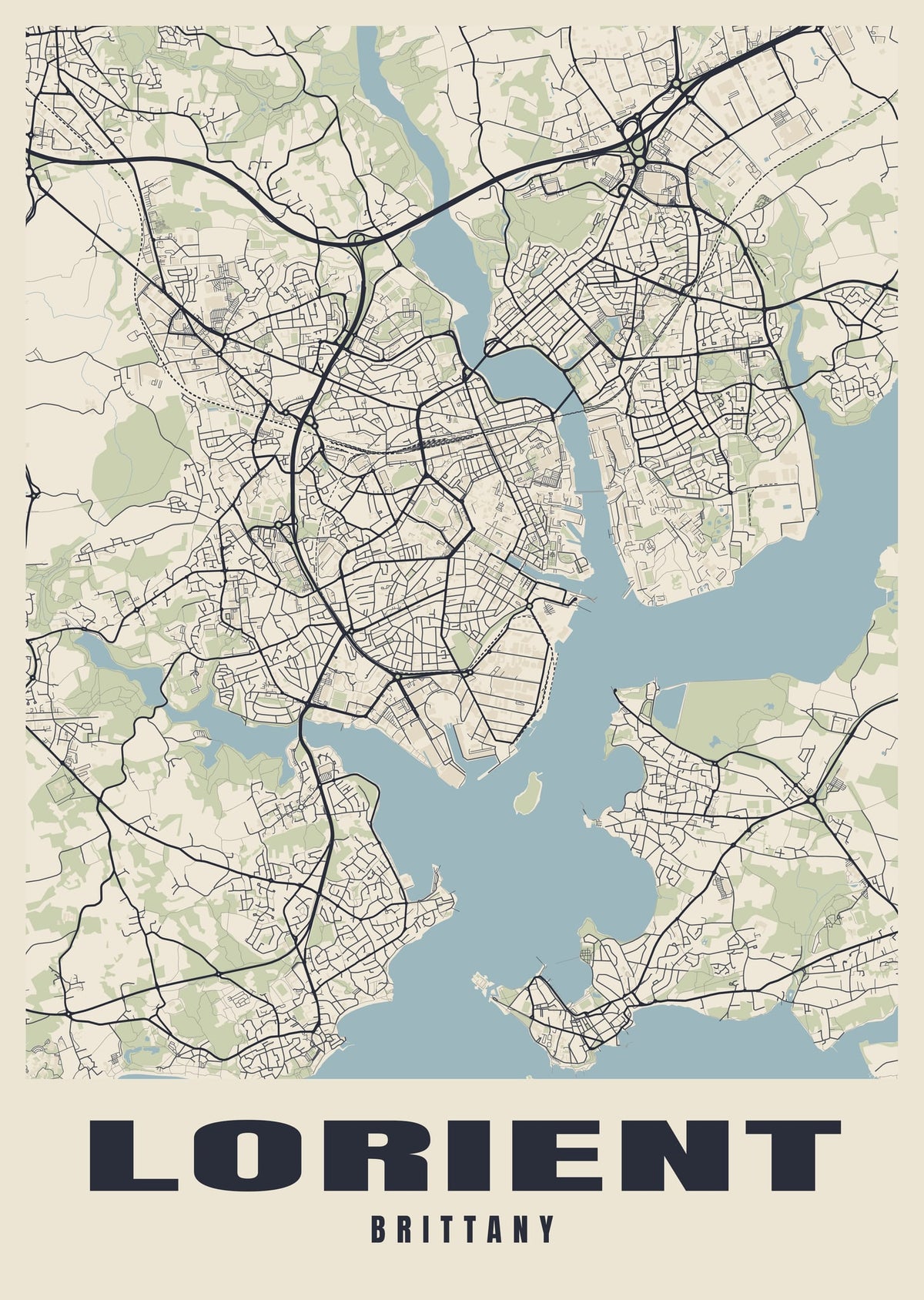 Street map poster of Lorient, Brittany