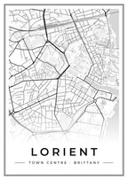 Street map poster of Lorient town centre, Brittany