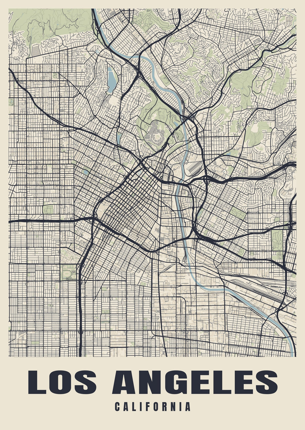 Street map poster of Los Angeles, California