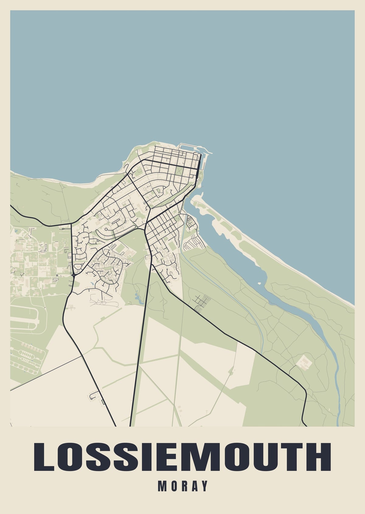 Street map poster of Lossiemouth, Moray