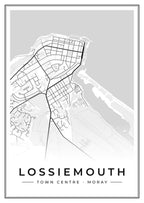Street map poster of Lossiemouth town centre, Moray