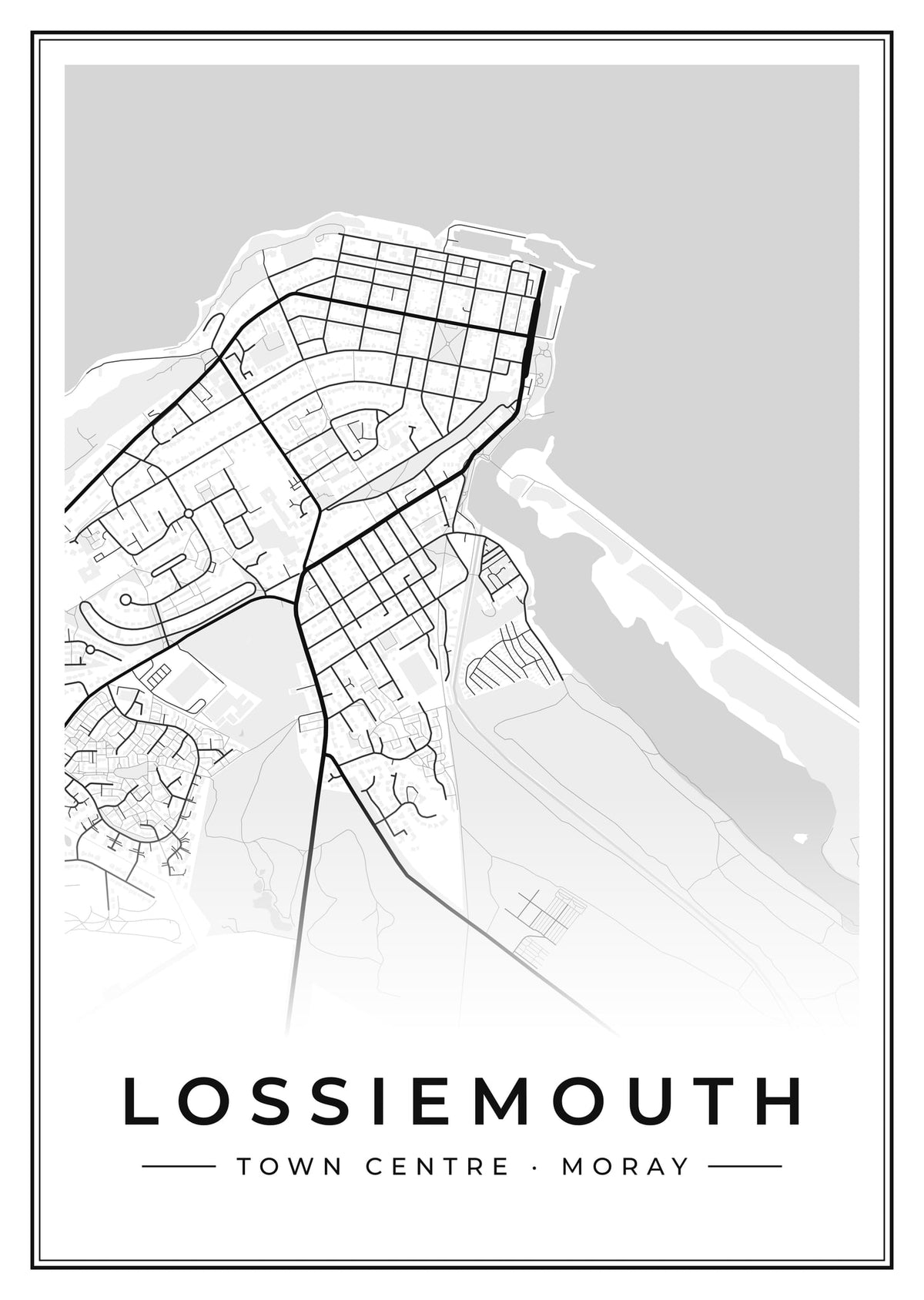 Street map poster of Lossiemouth town centre, Moray