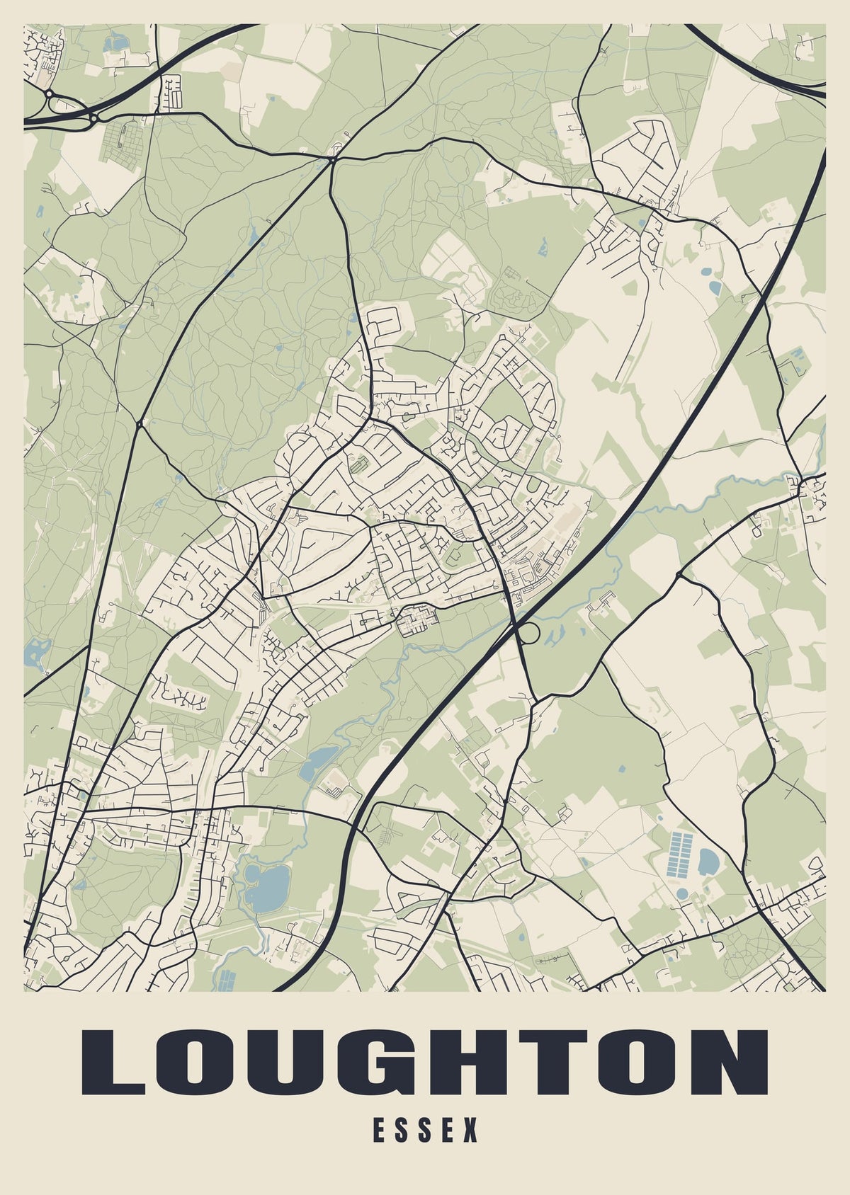 Street map poster of Loughton, Essex