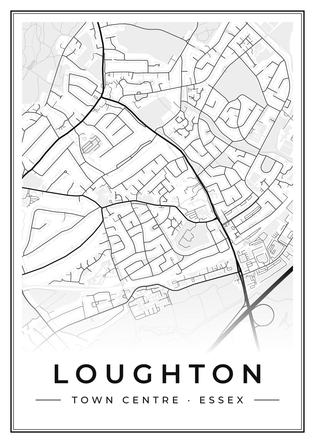 Street map poster of Loughton town centre, Essex