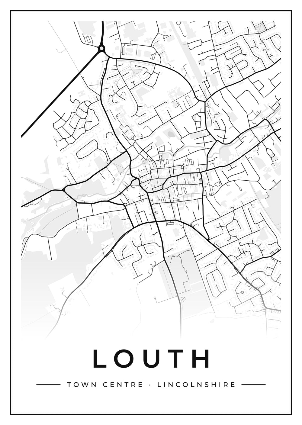 Louth Town Centre Street Map Poster