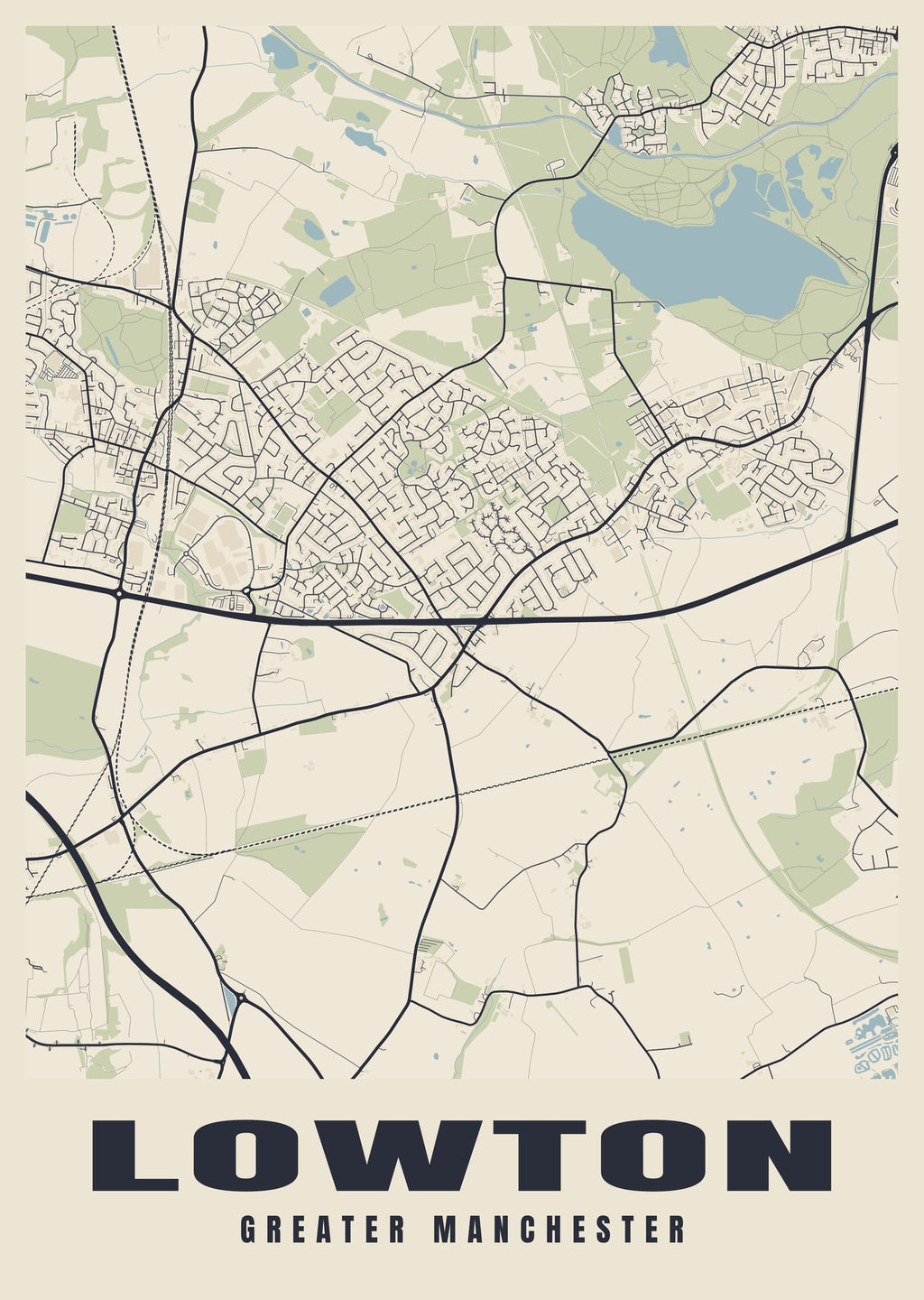 Street map poster of Lowton, Greater Manchester