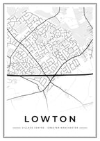 Street map poster of Lowton village centre, Greater Manchester