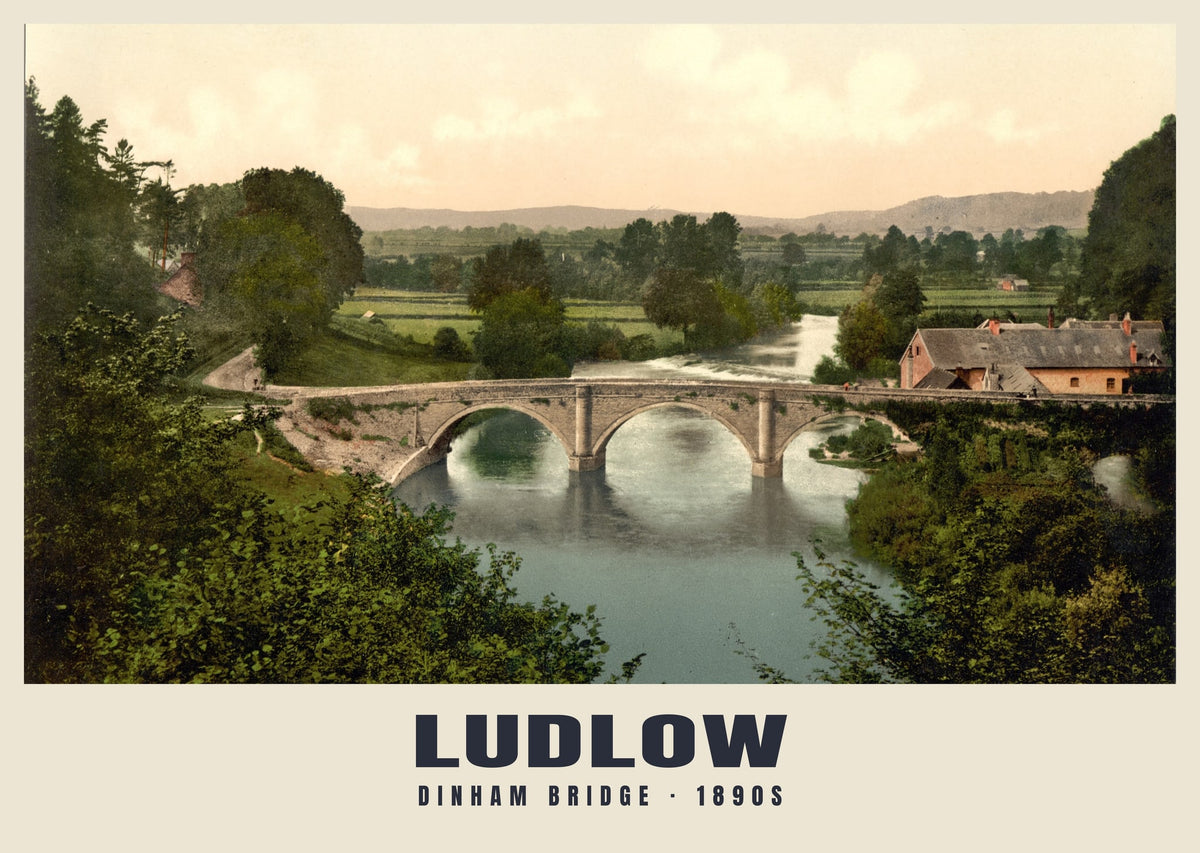 Dinham Bridge, Ludlow, 1890s heritage photograph