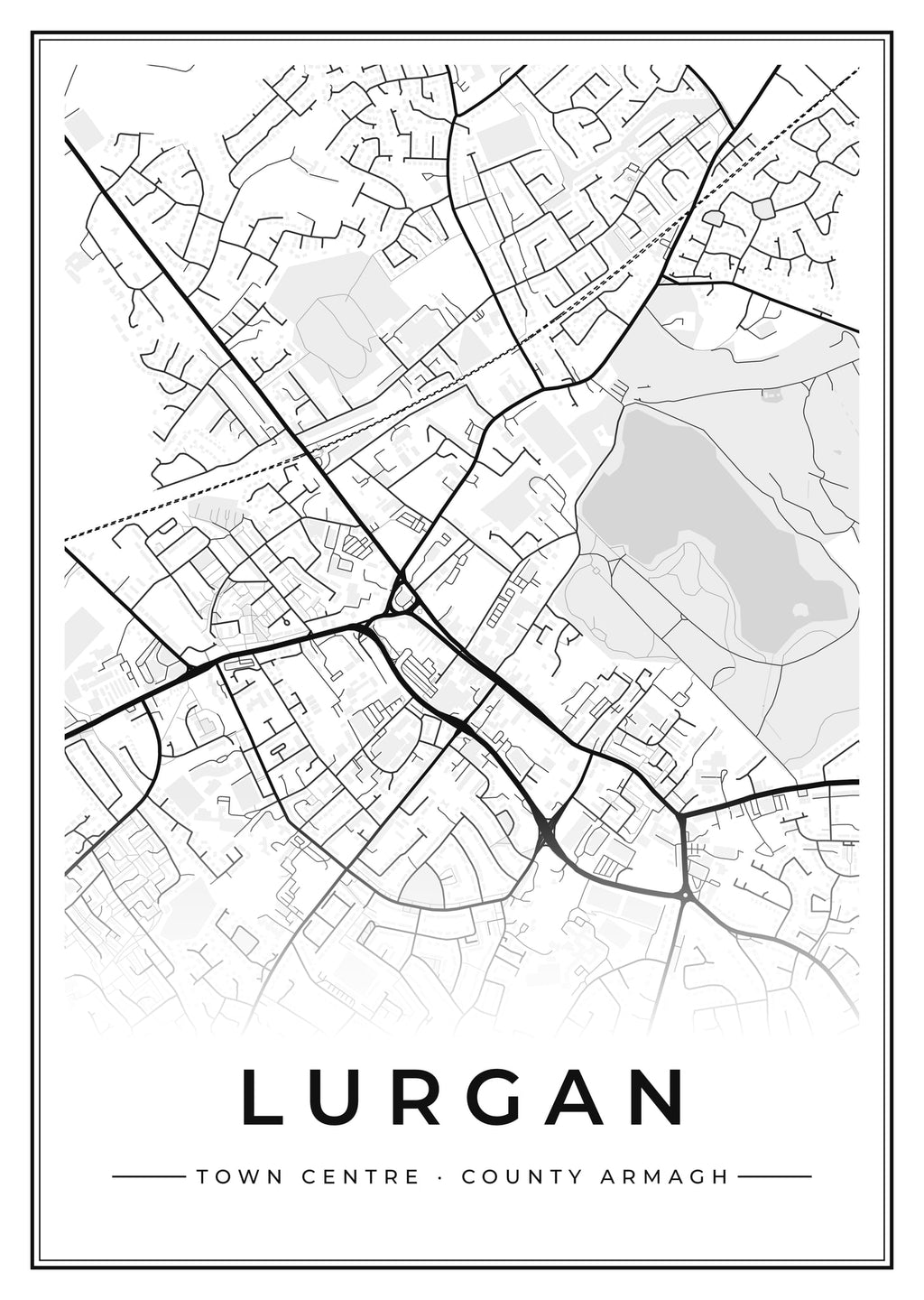 Street map poster of Lurgan town centre, County Armagh