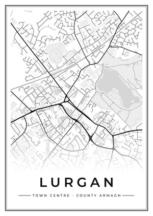 Lurgan Town Centre Street Map Poster