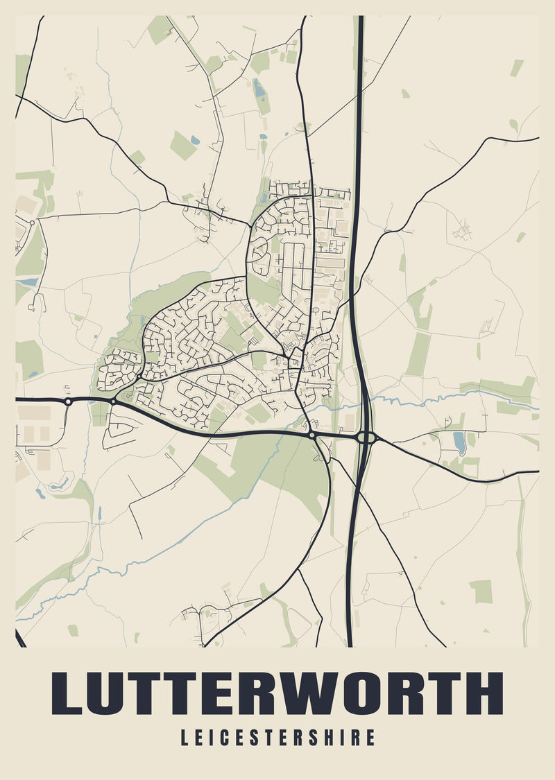 Lutterworth Street Map Poster