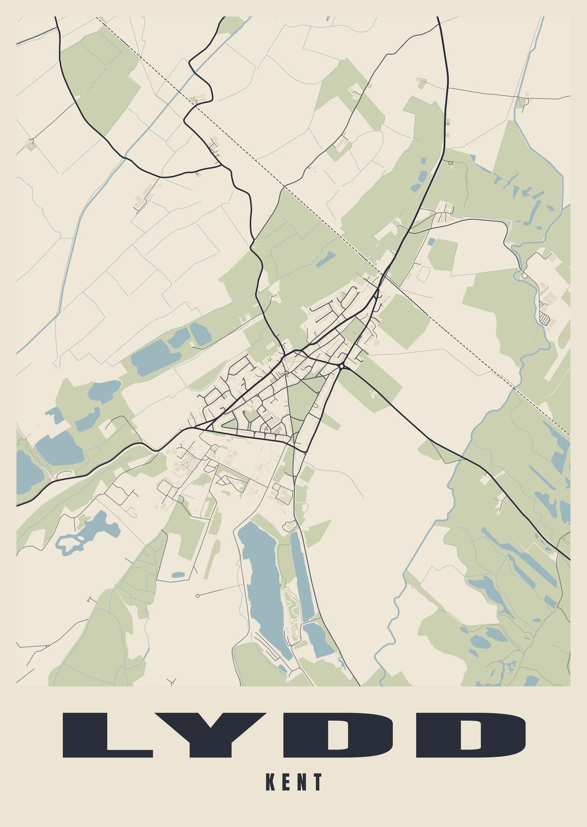Street map poster of Lydd, Kent
