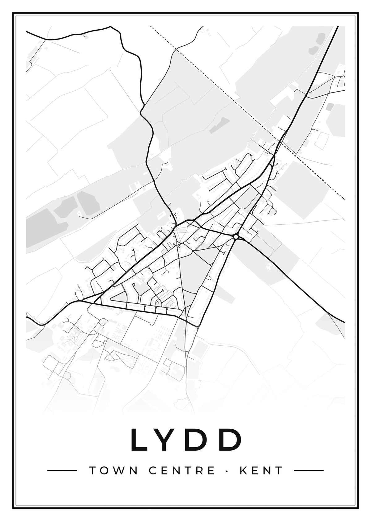 Street map poster of Lydd town centre, Kent