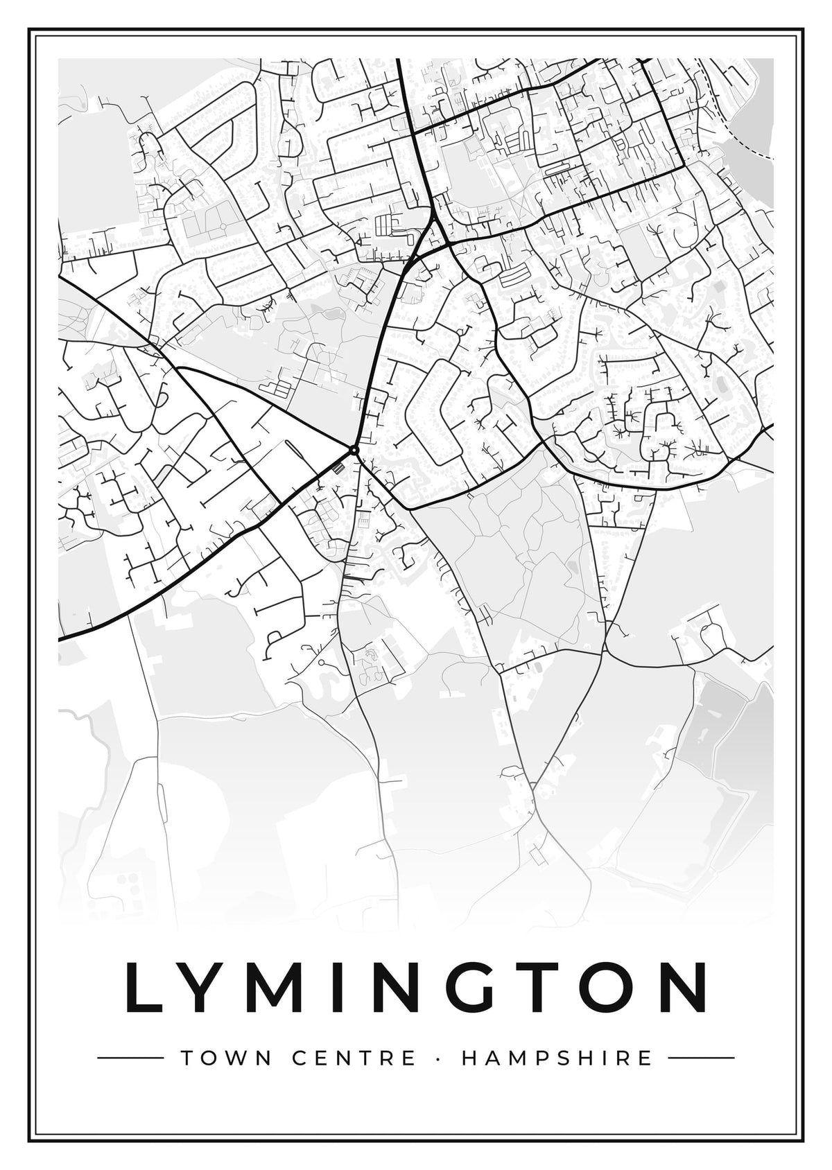 Street map poster of Lymington town centre, Hampshire