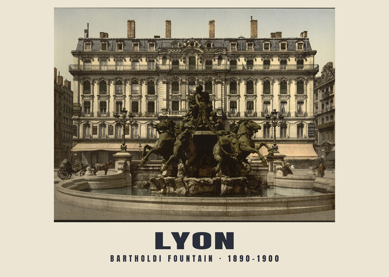 Bartholdi Fountain, Lyon — 1890–1900 · Vintage photochrom print