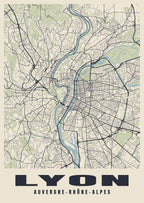 Street map poster of Lyon, Auvergne-Rhône-Alpes