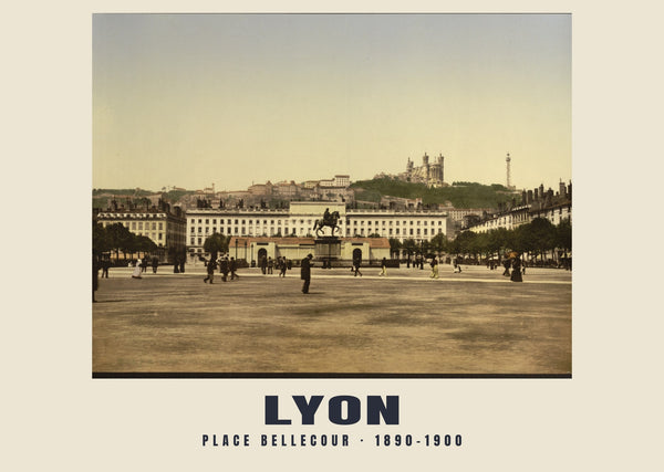 Place Bellecour, Lyon — 1890–1900 · Vintage photochrom print