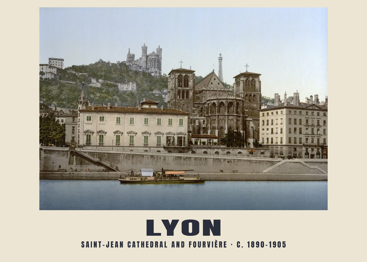 Saint-Jean Cathedral and Fourvière, Lyon, c. 1890–1905 heritage photograph