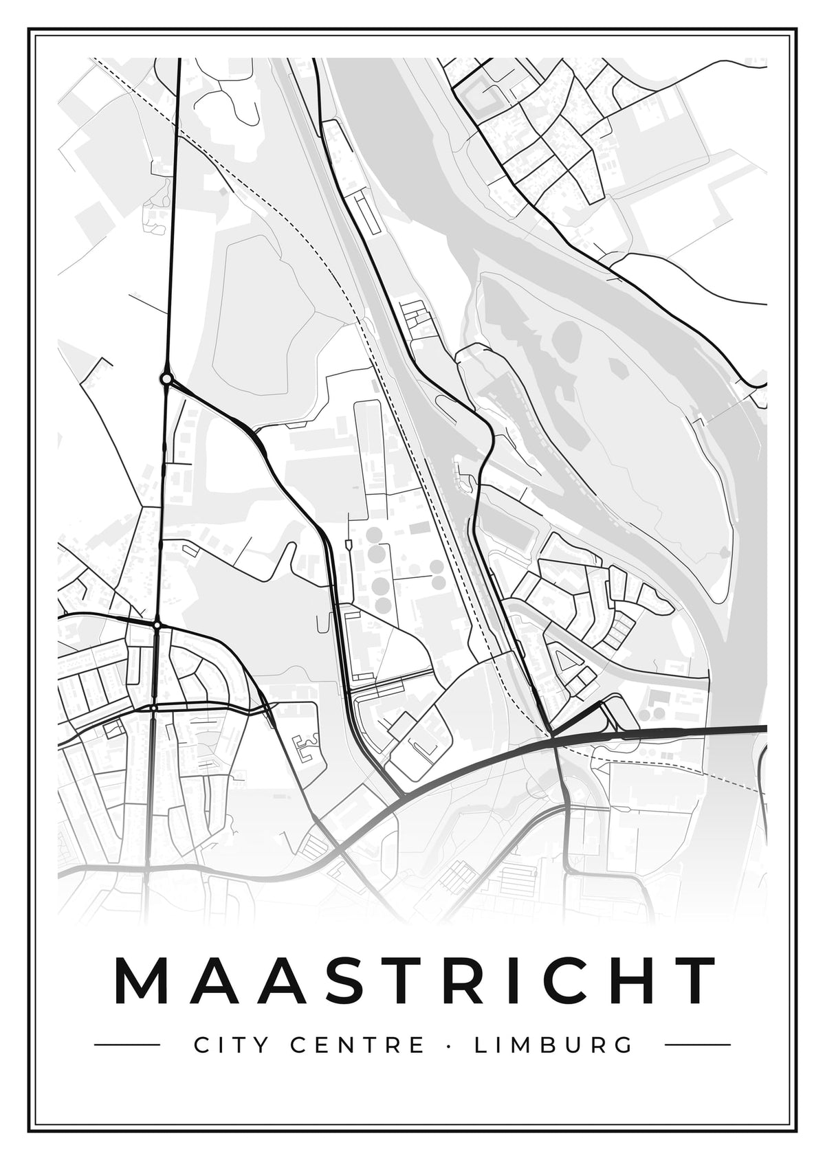 Street map poster of Maastricht city centre, Limburg