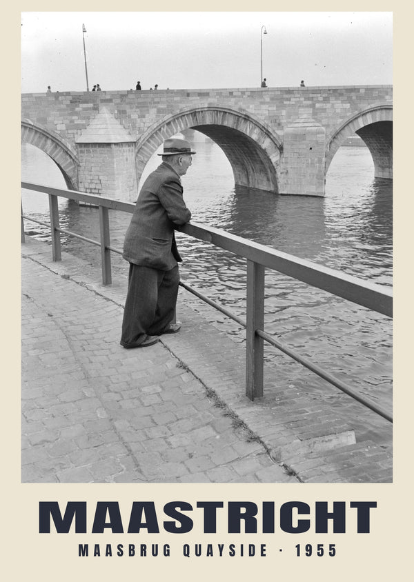 Maasbrug quayside, Maastricht — 1955 · Historic photograph print