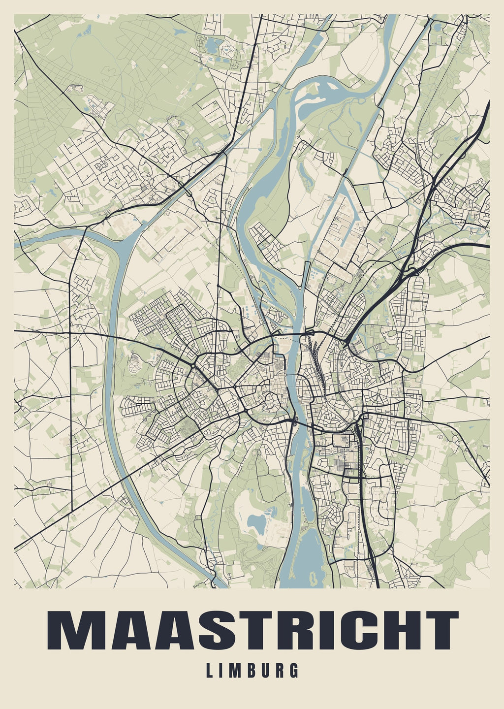 Street map poster of Maastricht, Limburg