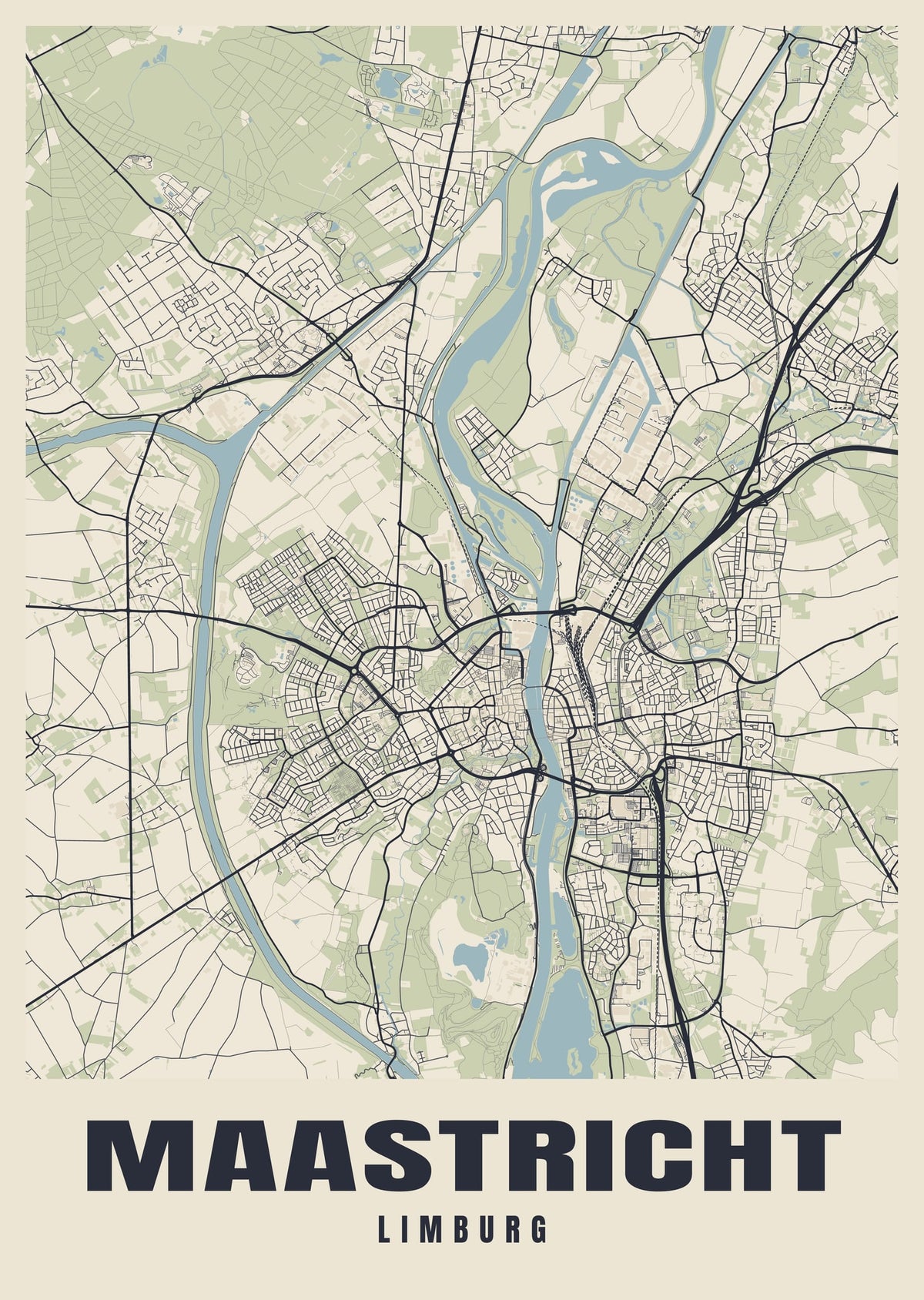 Street map poster of Maastricht, Limburg