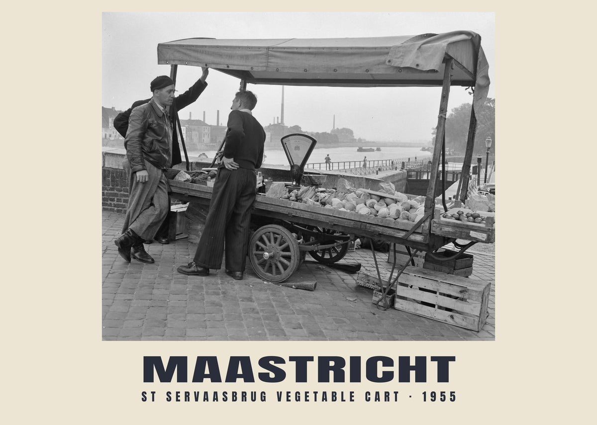 St Servaasbrug Vegetable Cart, Maastricht, 1955 heritage photograph