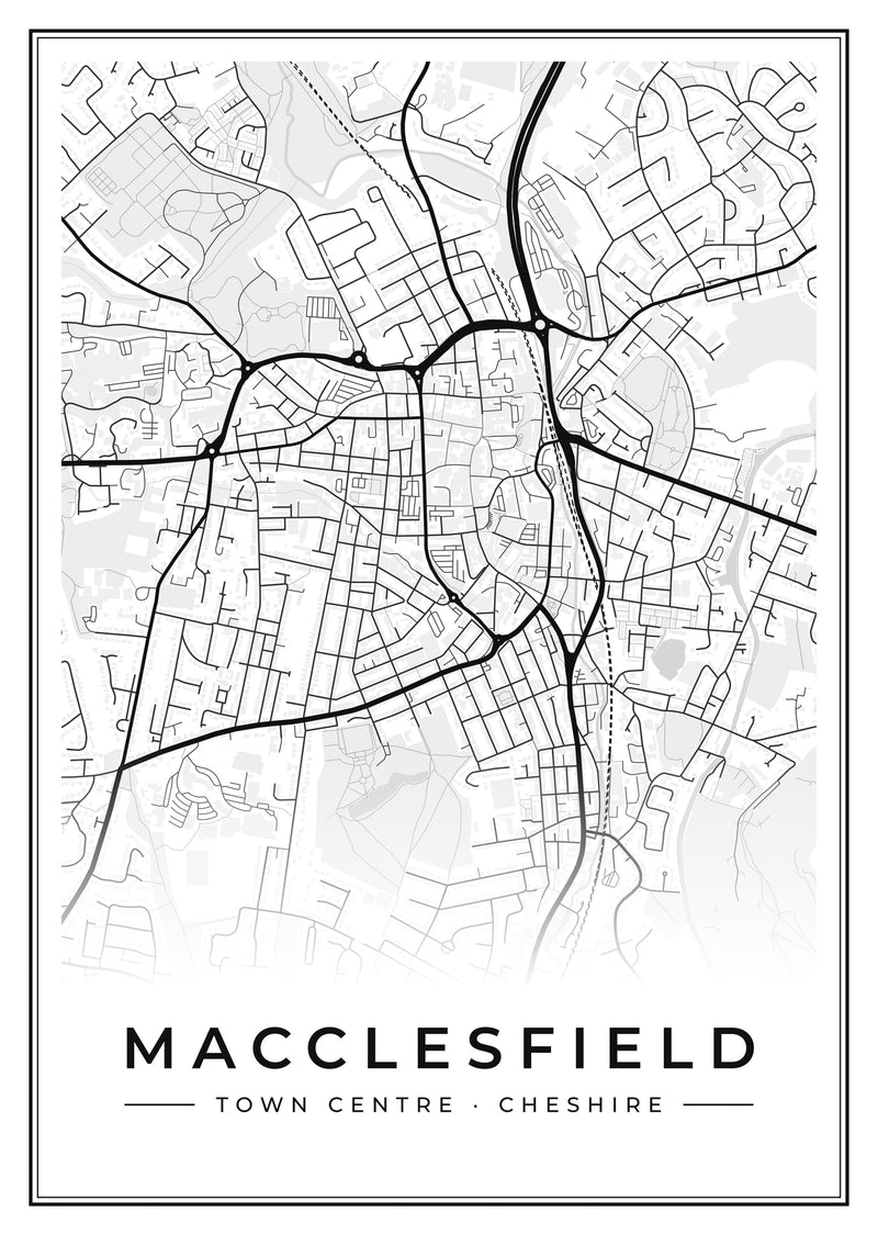 Macclesfield Town Centre Street Map Poster