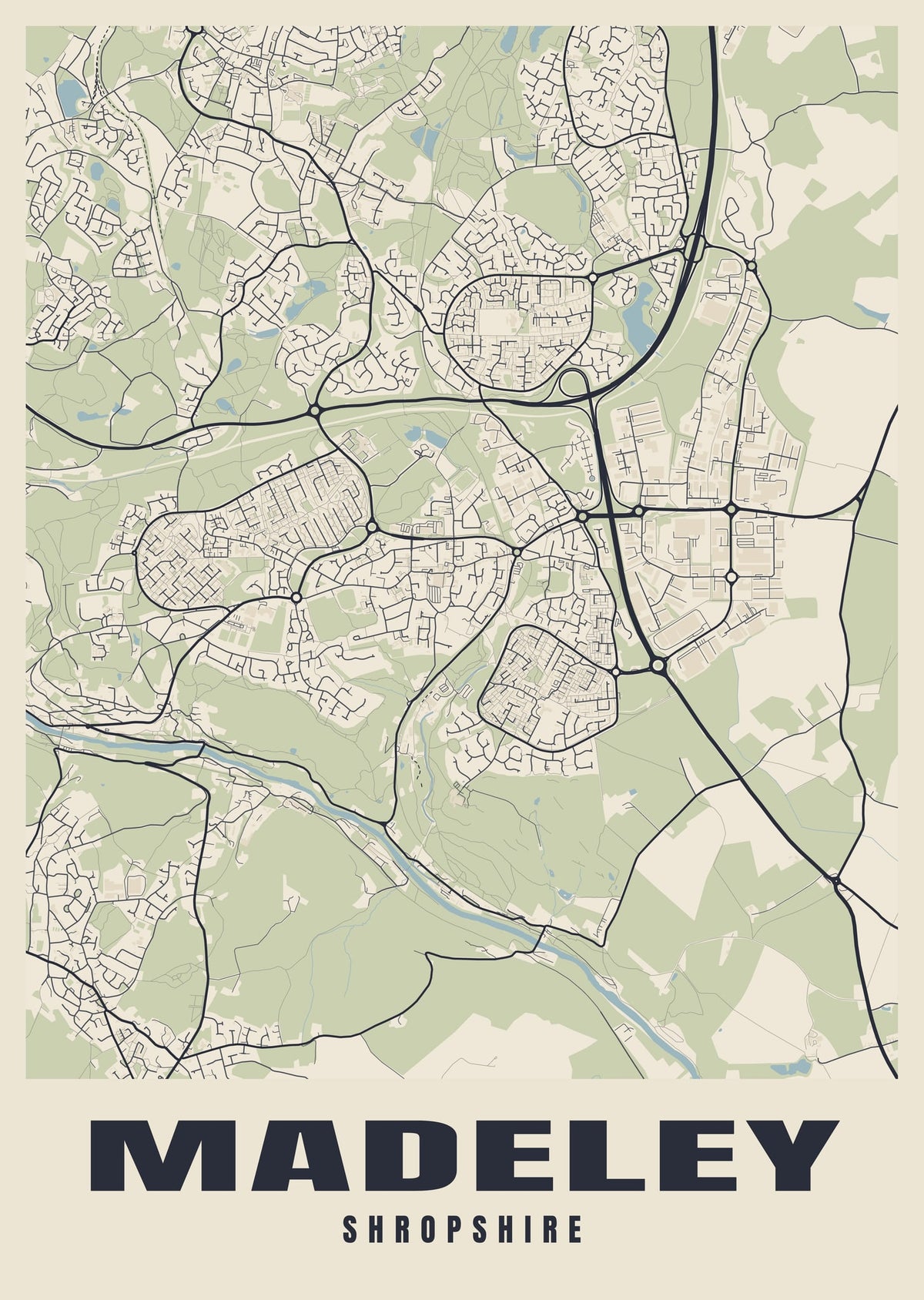 Street map poster of Madeley, Shropshire