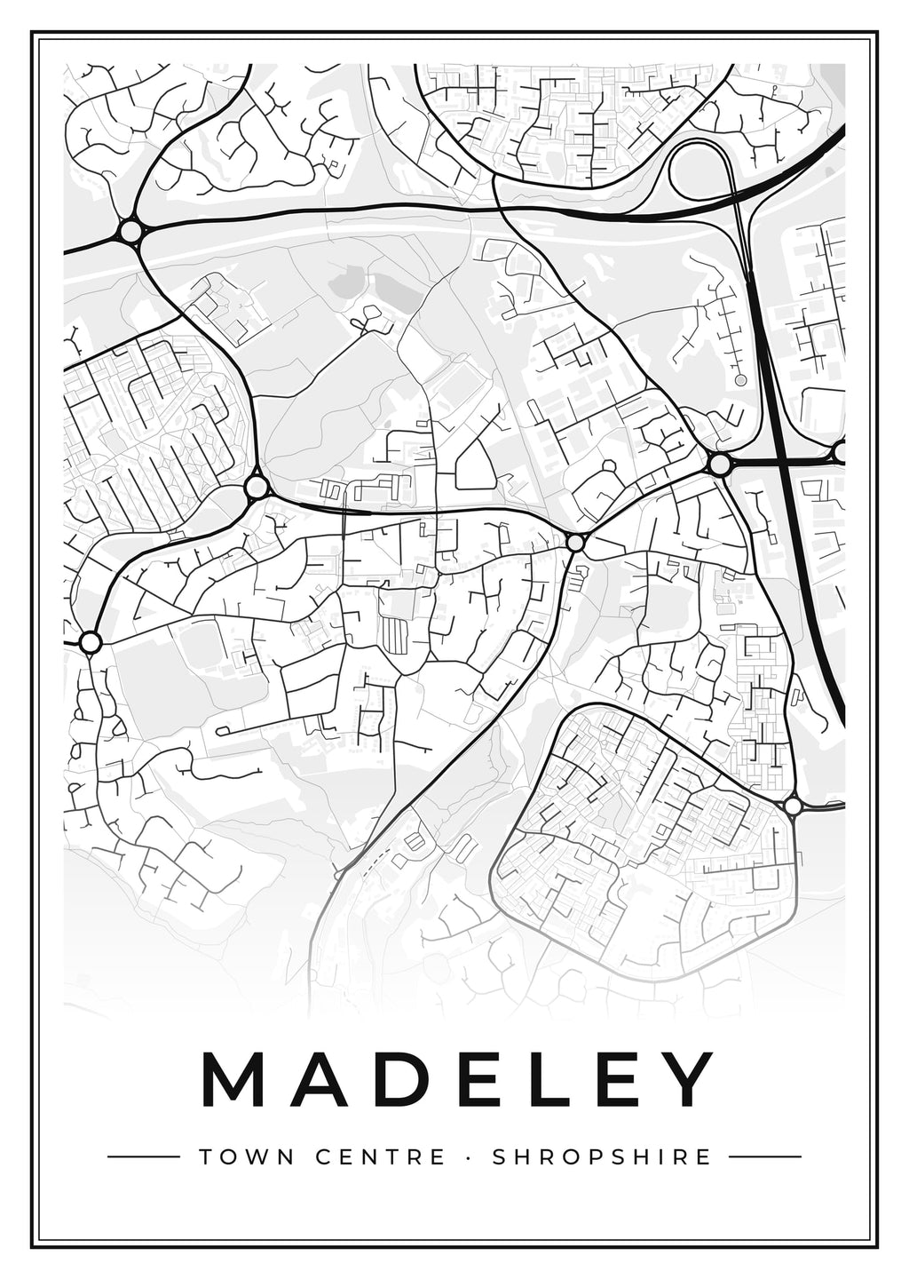 Street map poster of Madeley town centre, Shropshire