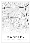 Street map poster of Madeley town centre, Shropshire