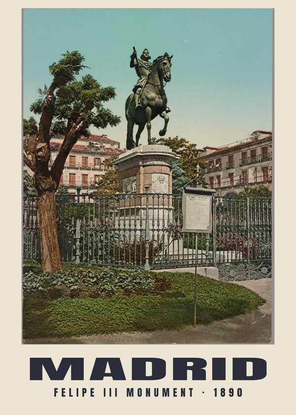 Felipe III Monument, Madrid — 1890 · Vintage photochrom print