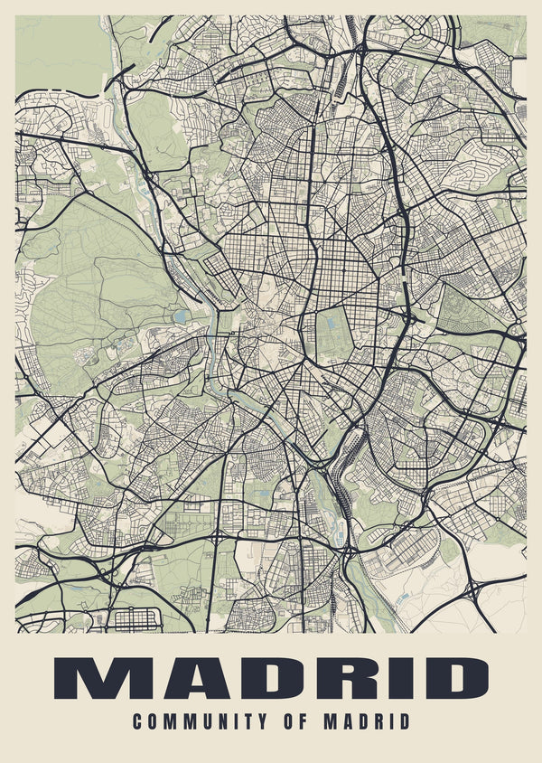 Madrid Street Map Poster