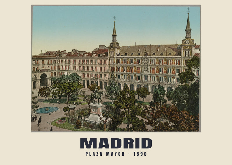 Plaza Mayor, Madrid — 1890 · Vintage photochrom print