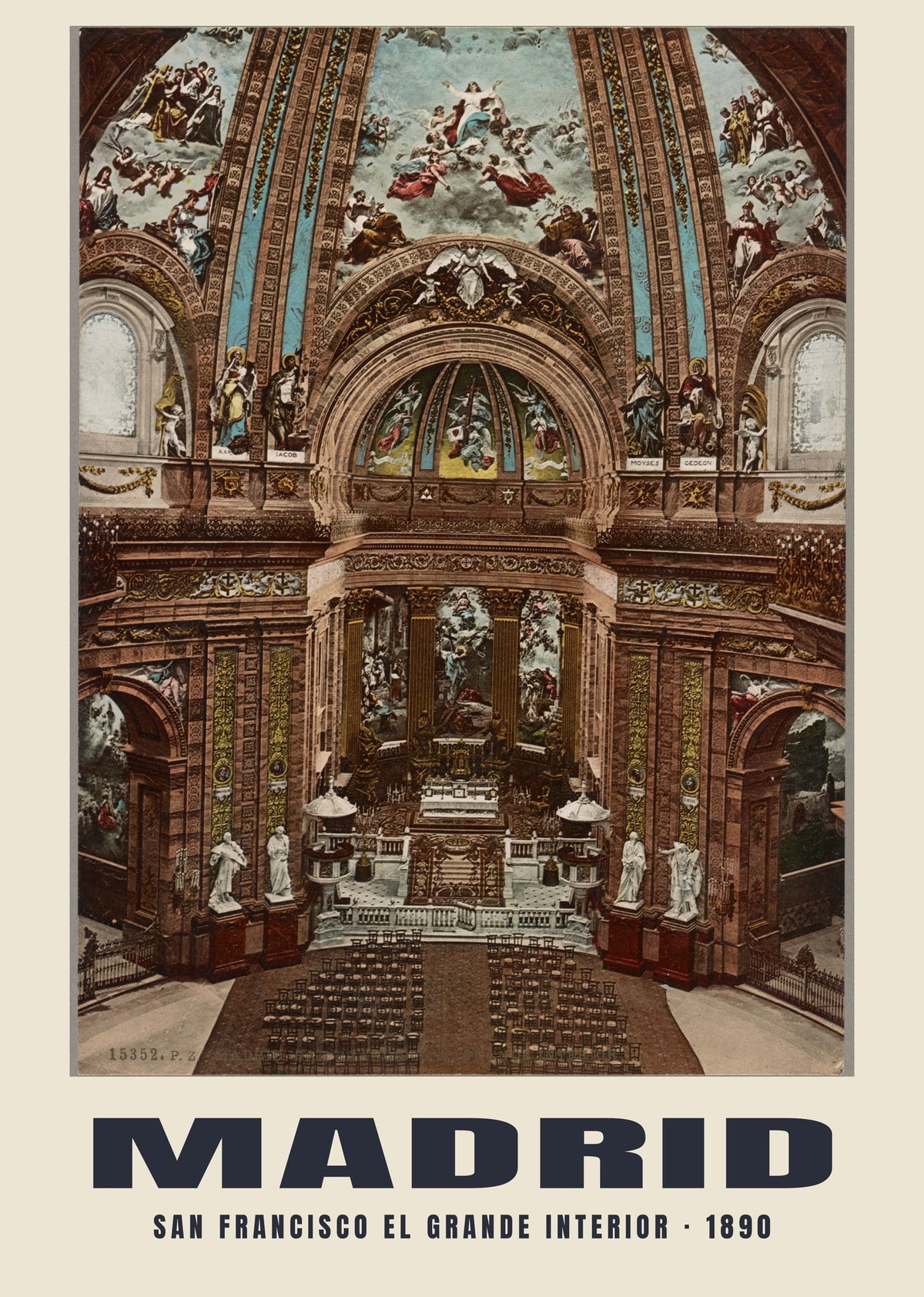 San Francisco el Grande Interior, Madrid, 1890 heritage photograph