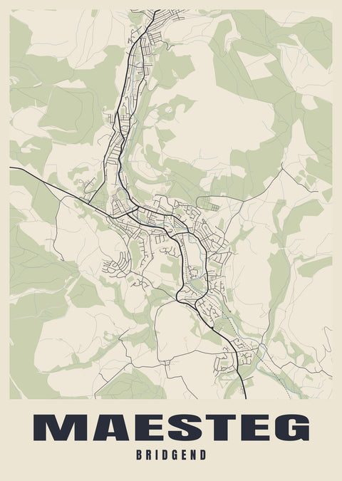 Maesteg Street Map Poster