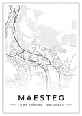Street map poster of Maesteg town centre, Bridgend