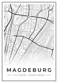 Street map poster of Magdeburg city centre, Saxony-Anhalt