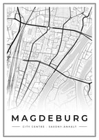 Street map poster of Magdeburg city centre, Saxony-Anhalt