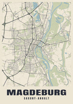 Street map poster of Magdeburg, Saxony-Anhalt