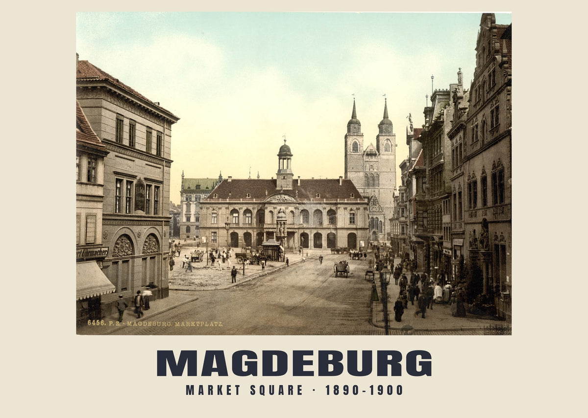 Market Square, Magdeburg, 1890–1900 heritage photograph