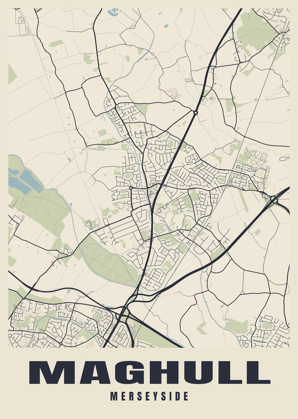 Maghull Street Map Poster