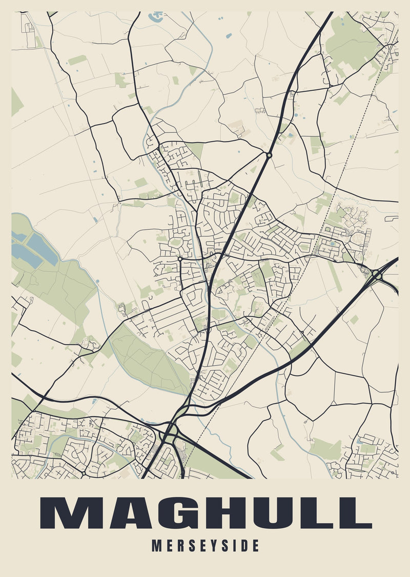 Maghull Street Map Poster