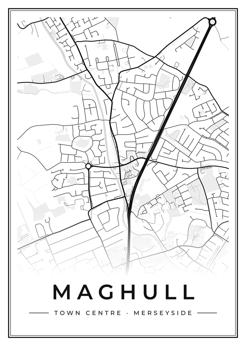 Maghull Town Centre Street Map Poster