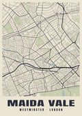 Heritage street map poster of Maida Vale, Westminster, London