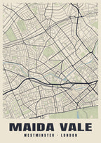 Heritage street map poster of Maida Vale, Westminster, London