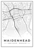 Street map poster of Maidenhead town centre, Berkshire